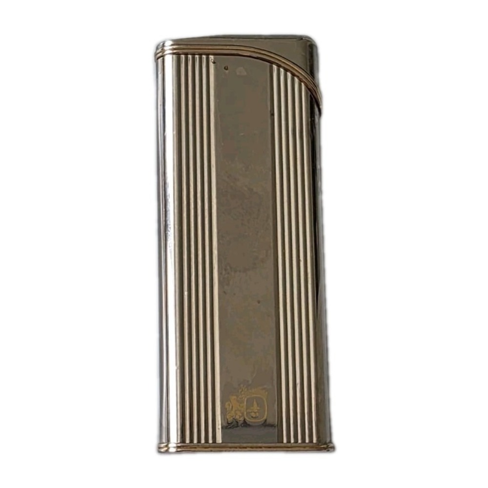 Vintage Colibri 162 Electronic Gas Lighter Gold Plated Ribbed UNTESTED FOR PARTS